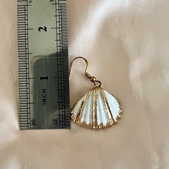Sea Shell Gold Plated Hook Earrings - Picture 6 of 7